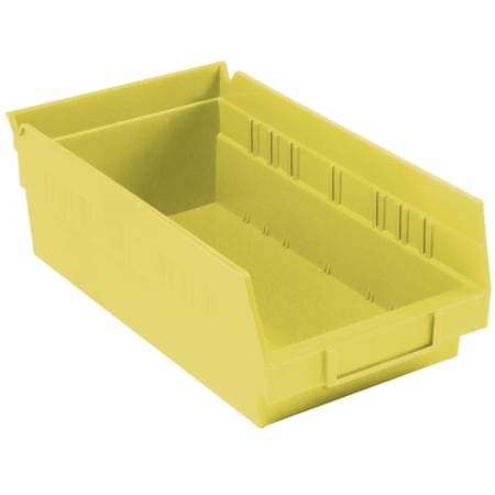 Global Industrial Shelf Storage Bin, Polypropylene, Yellow, 4 in H, 6-5/8 in W 184838YL